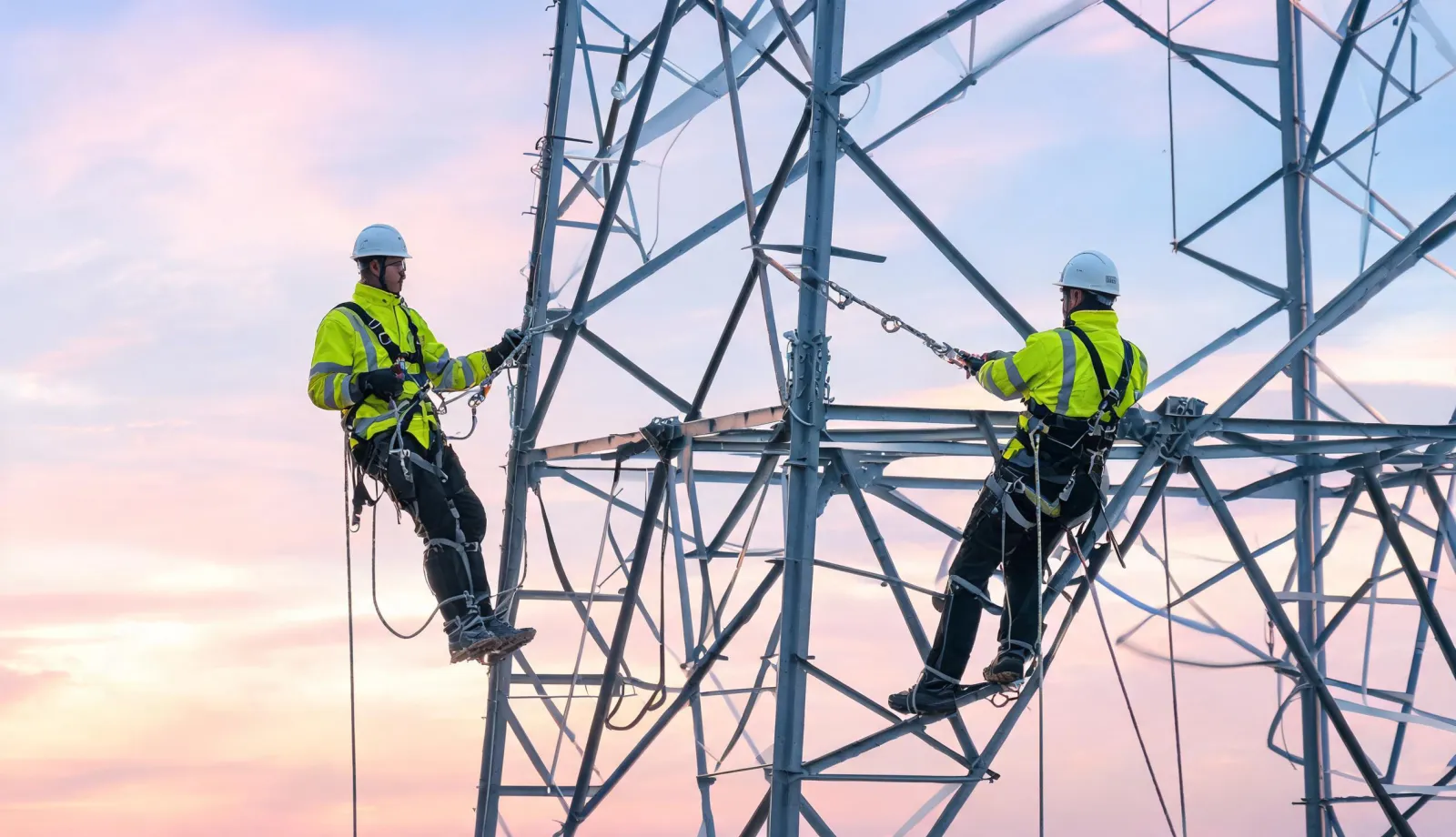 Petzl fall protection team on an industrial tower